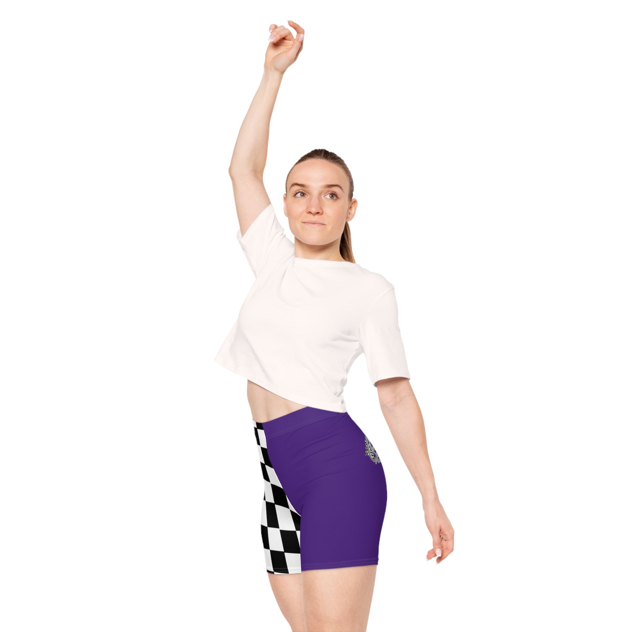 Purple Women's Race Biker Shorts (AOP)