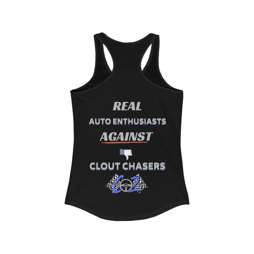 Real Auto Enthusiasts Against Clout Chasers/ Make Car Meets Great Again Women's Racerback Tank