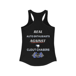 Real Auto Enthusiasts Against Clout Chasers/ Make Car Meets Great Again Women's Racerback Tank
