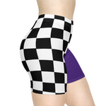 Load image into Gallery viewer, Purple Women&#39;s Race Biker Shorts (AOP)
