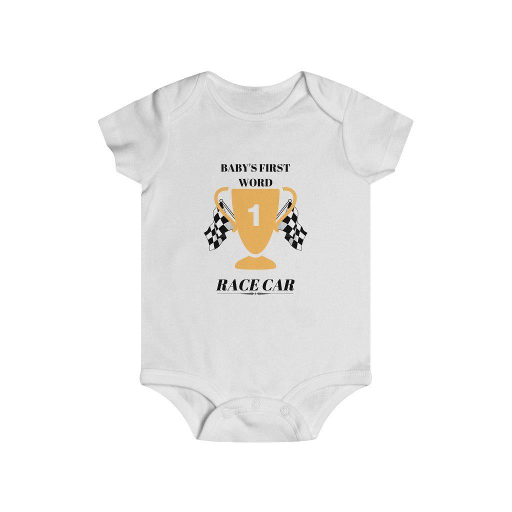 BABYS FIRST WORD, RACE CAR Infant Rip Snap Tee