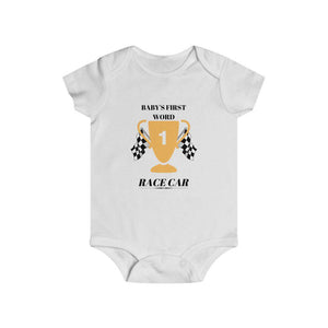 BABYS FIRST WORD, RACE CAR Infant Rip Snap Tee