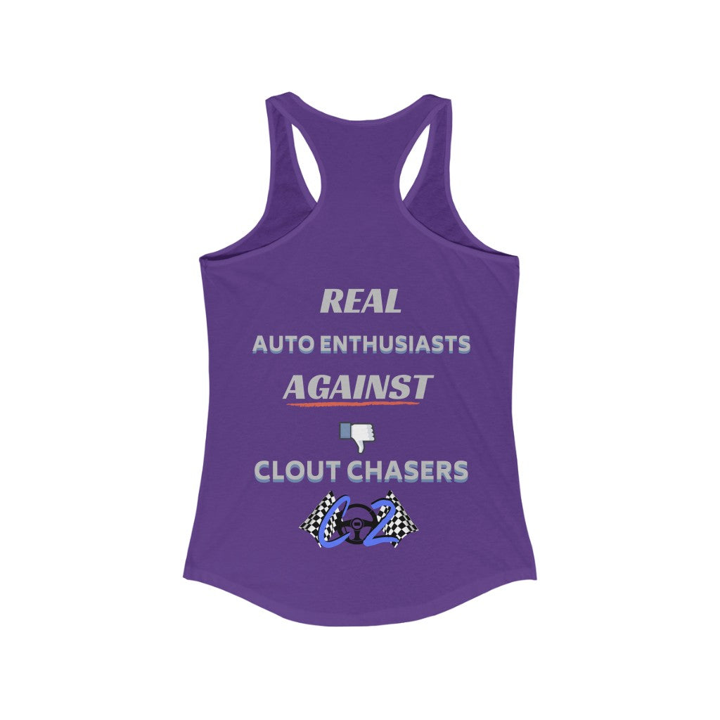 Real Auto Enthusiasts Against Clout Chasers/ Make Car Meets Great Again Women's Racerback Tank