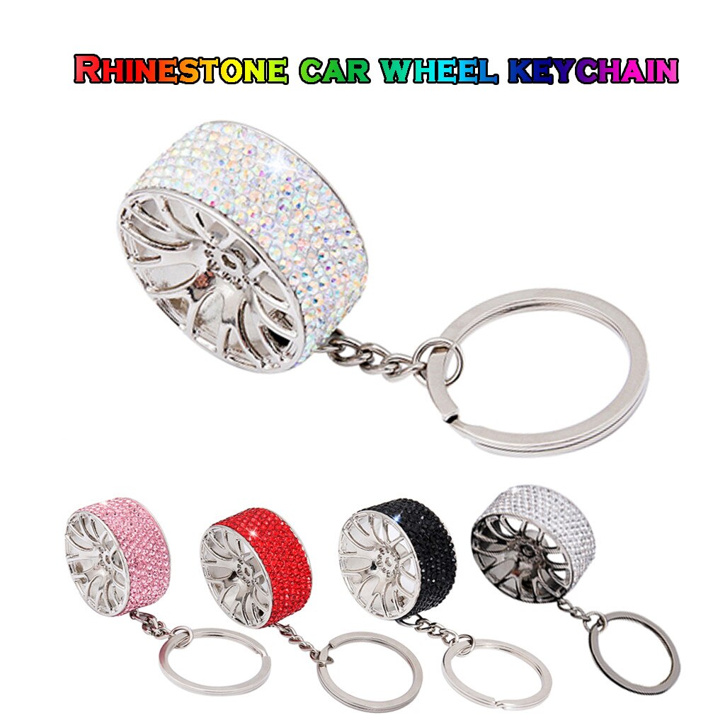 Rhinestone Bling Key Ring/chain Wheel/Rim for Female Auto Enthusiast